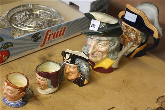 5 Doulton character mugs, etc